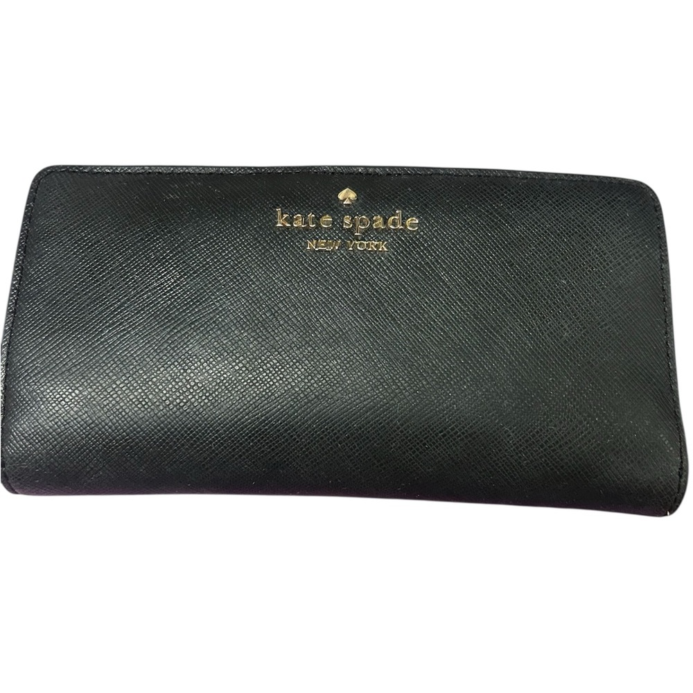 Kate Spade Black Textured Slim Wallet